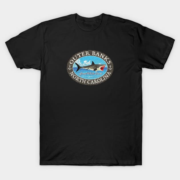 Outer Banks, North Carolina, Great White Shark T-Shirt by jcombs